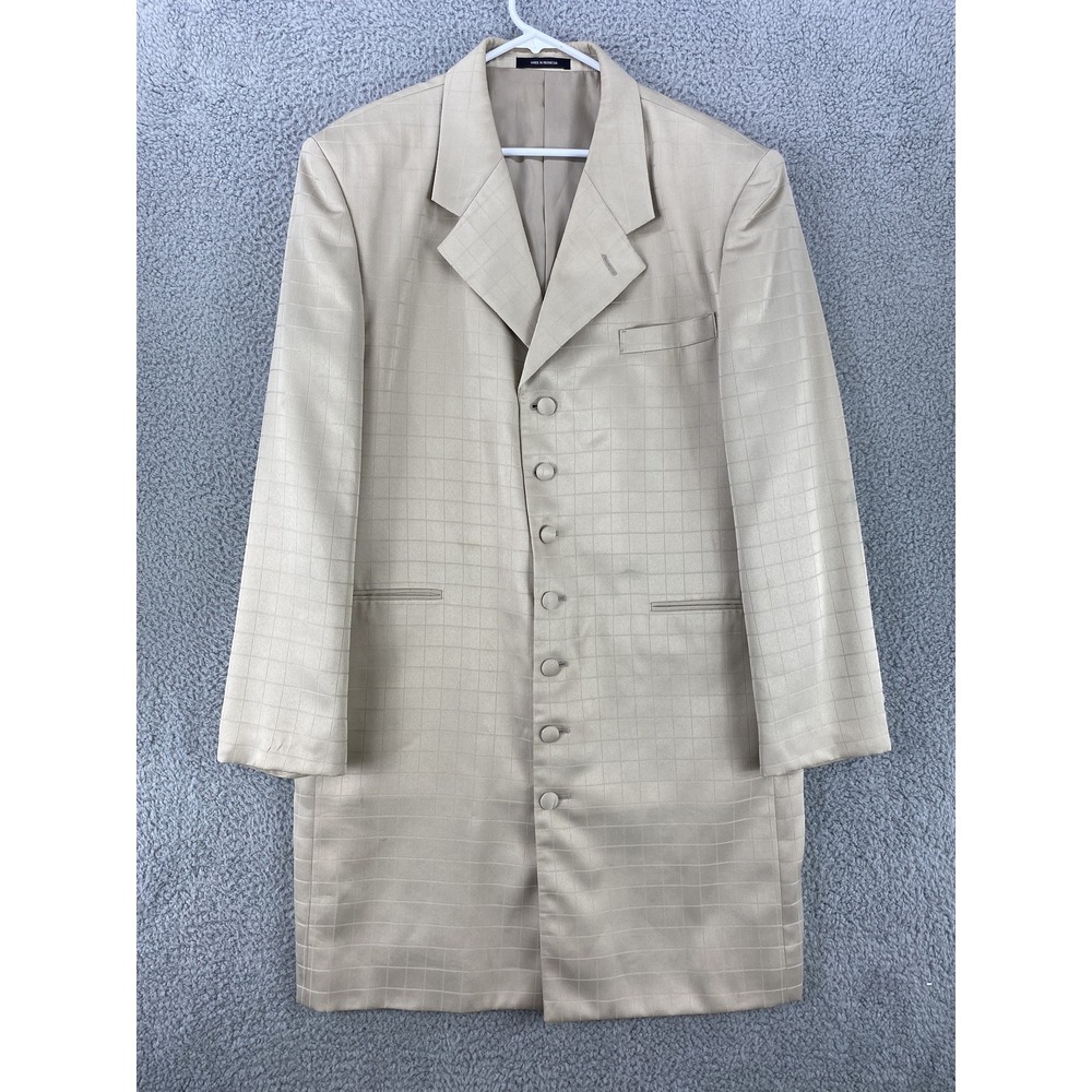 Giorgio Capelli Blazer Jacket Mens 44 Large Tan Beige Check Dress Formal Coat